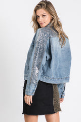 OVERSIZED SEQUINS DETAILED DENIM JACKET