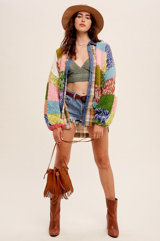 Within Colors Heavy Bold Sweater Cardigan