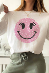 WINK SMILEY FACE GRAPHIC SWEATSHIRT