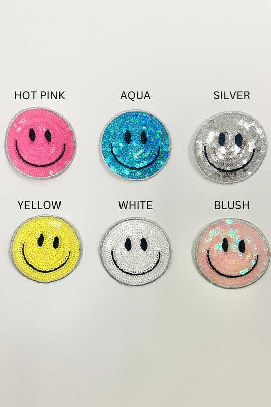 Baseball Cap with Sequin Smiley Face Patch