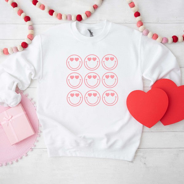 Love Smiley Grid Graphic Sweatshirt