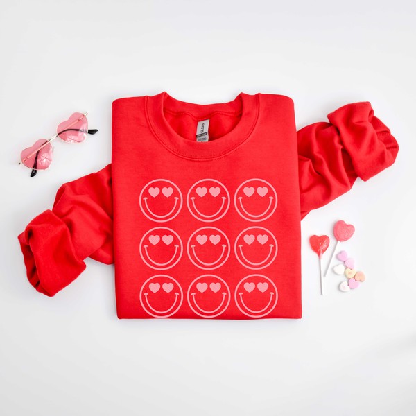 Love Smiley Grid Graphic Sweatshirt