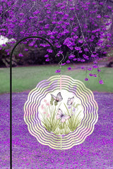 Pink Butterflies Grass Spring Wind Spinner