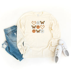 Butterfly Smiley Face Long Sleeve Graphic Tee