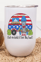 Patriotic I Love This Land Camper Wine Cup Tumbler