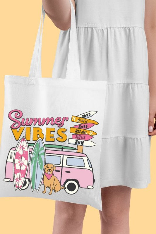 SUMMER VIBES POLYESTER TOTE BAG