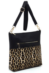 Leopard Cow Flower Pocket Crossbody Bag