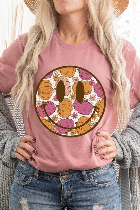 Smiley Face and Pumpkins Tee, many colors!