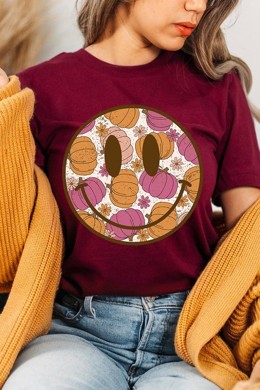 Smiley Face and Pumpkins Tee, many colors!