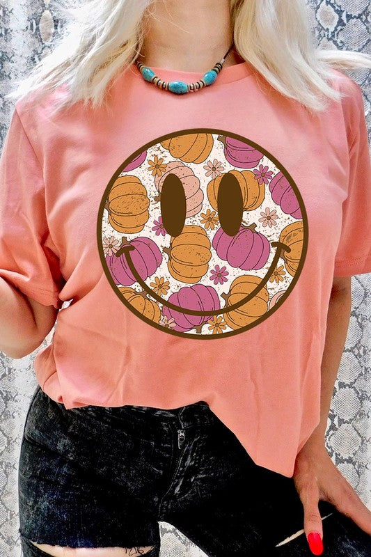 Smiley Face and Pumpkins Tee, many colors!