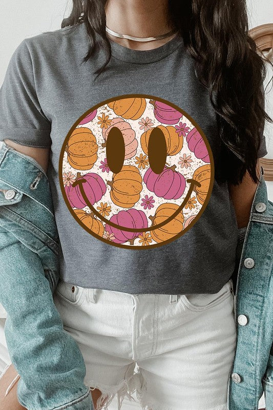 Smiley Face and Pumpkins Tee, many colors!