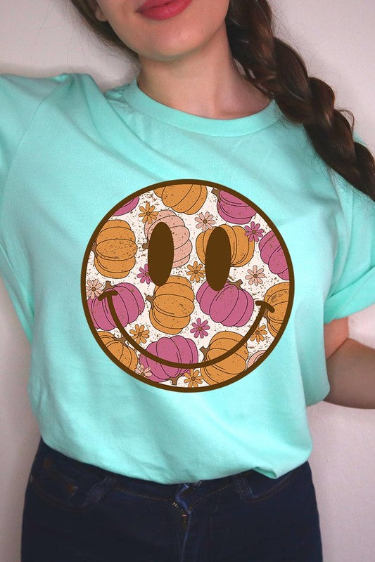 Smiley Face and Pumpkins Tee, many colors!