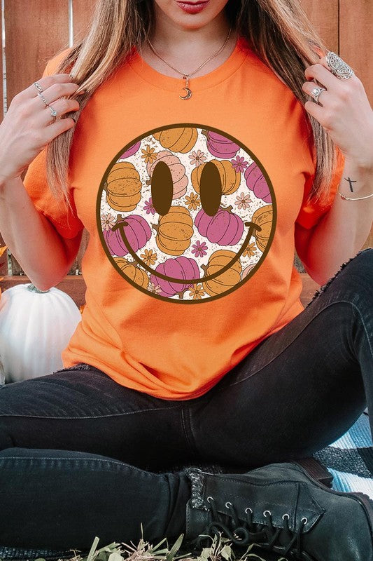 Smiley Face and Pumpkins Tee, many colors!