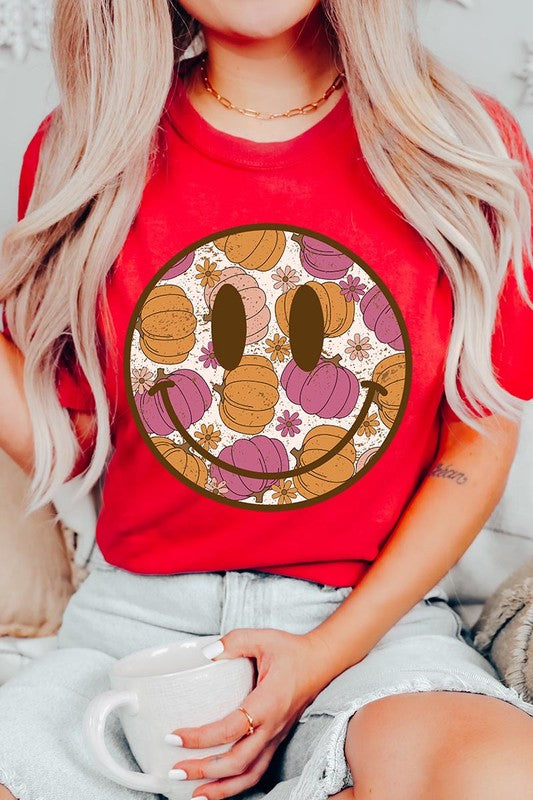 Smiley Face and Pumpkins Tee, many colors!