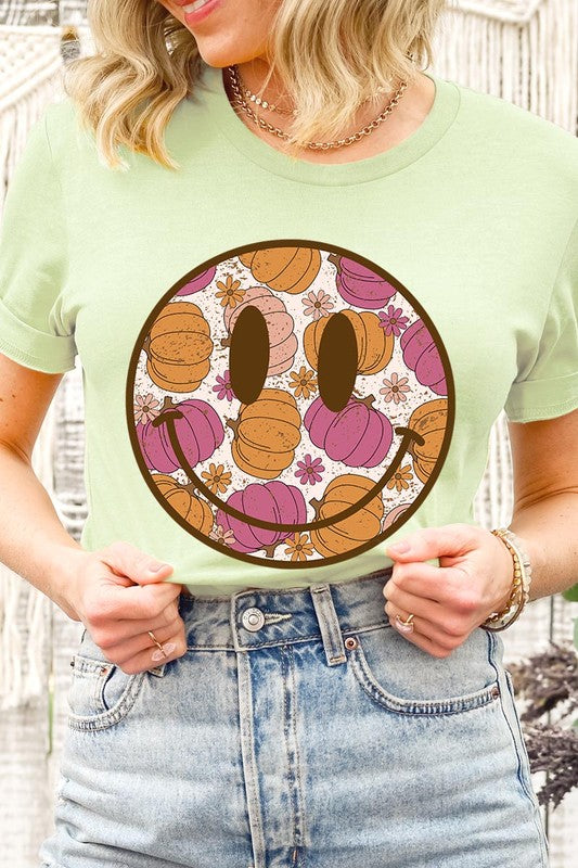 Smiley Face and Pumpkins Tee, many colors!