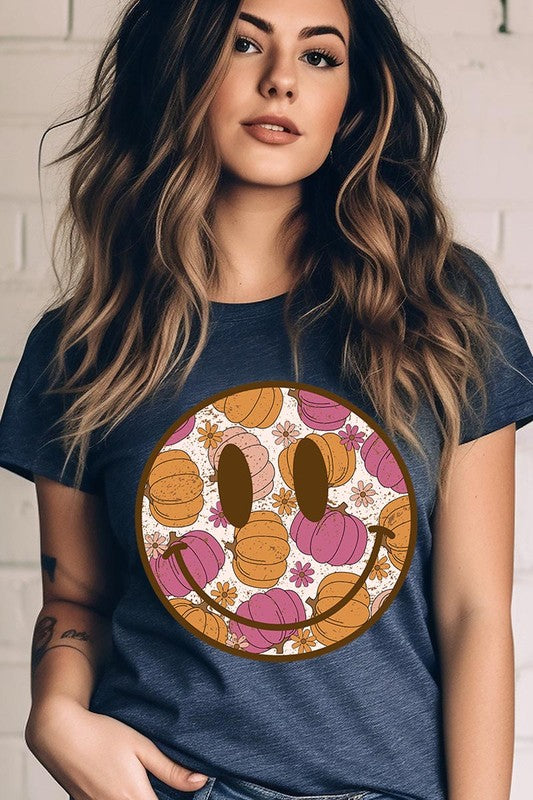 Smiley Face and Pumpkins Tee, many colors!