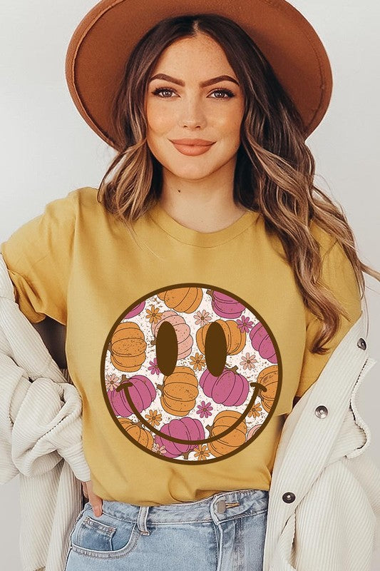 Smiley Face and Pumpkins Tee, many colors!