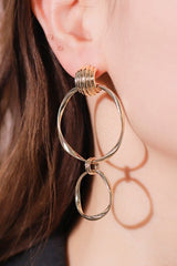 Double Hoop Zinc Alloy Drop Earrings