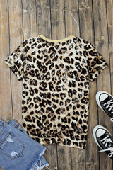 BE KIND Heart Graphic Leopard Round Neck Tee